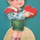 Boy w/Pencil Valentines Card 1930's Mechanical