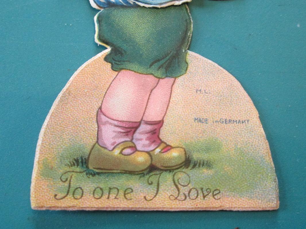 Boy w/Pencil Valentines Card 1930's Mechanical