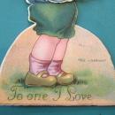 Boy w/Pencil Valentines Card 1930's Mechanical
