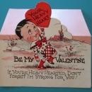 Heavy Heart Valentines Card 1930's Boy Holding Heart