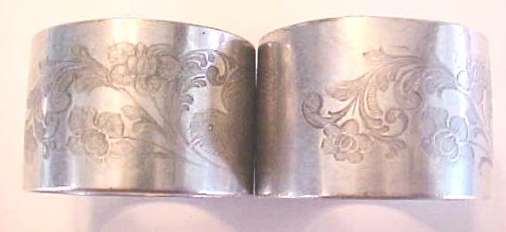 Silver Plated Napkin Rings Victorian Birds Flowers 2 PC