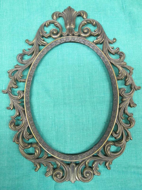 Ornate Brass Oval Picture Frame Italy
