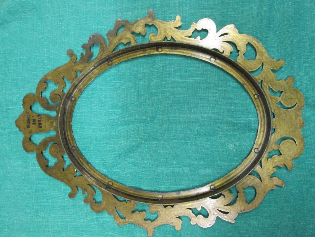 Ornate Brass Oval Picture Frame Italy