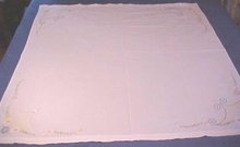 Vintage Tablecloth Embroidered Flowers 48x46