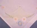 Vintage Tablecloth Embroidered Flowers 48x46