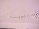 Vintage Tablecloth Embroidered Flowers 48x46
