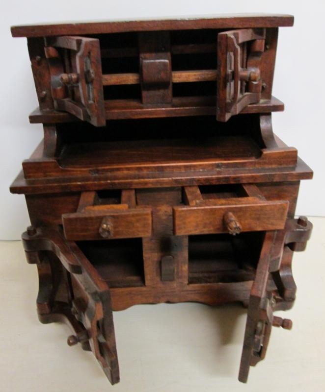 Folk Art Bakers Cabinet Miniature Wood Medium Doll Size