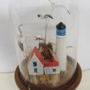 Music Box Lighthouse w/Flying Seagulls Under Glass