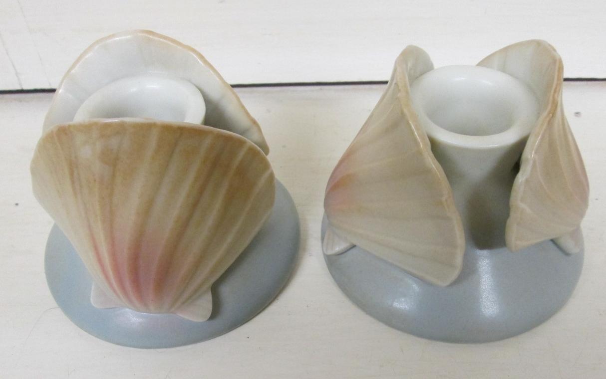 Seashell Candle Stick Holders Pair