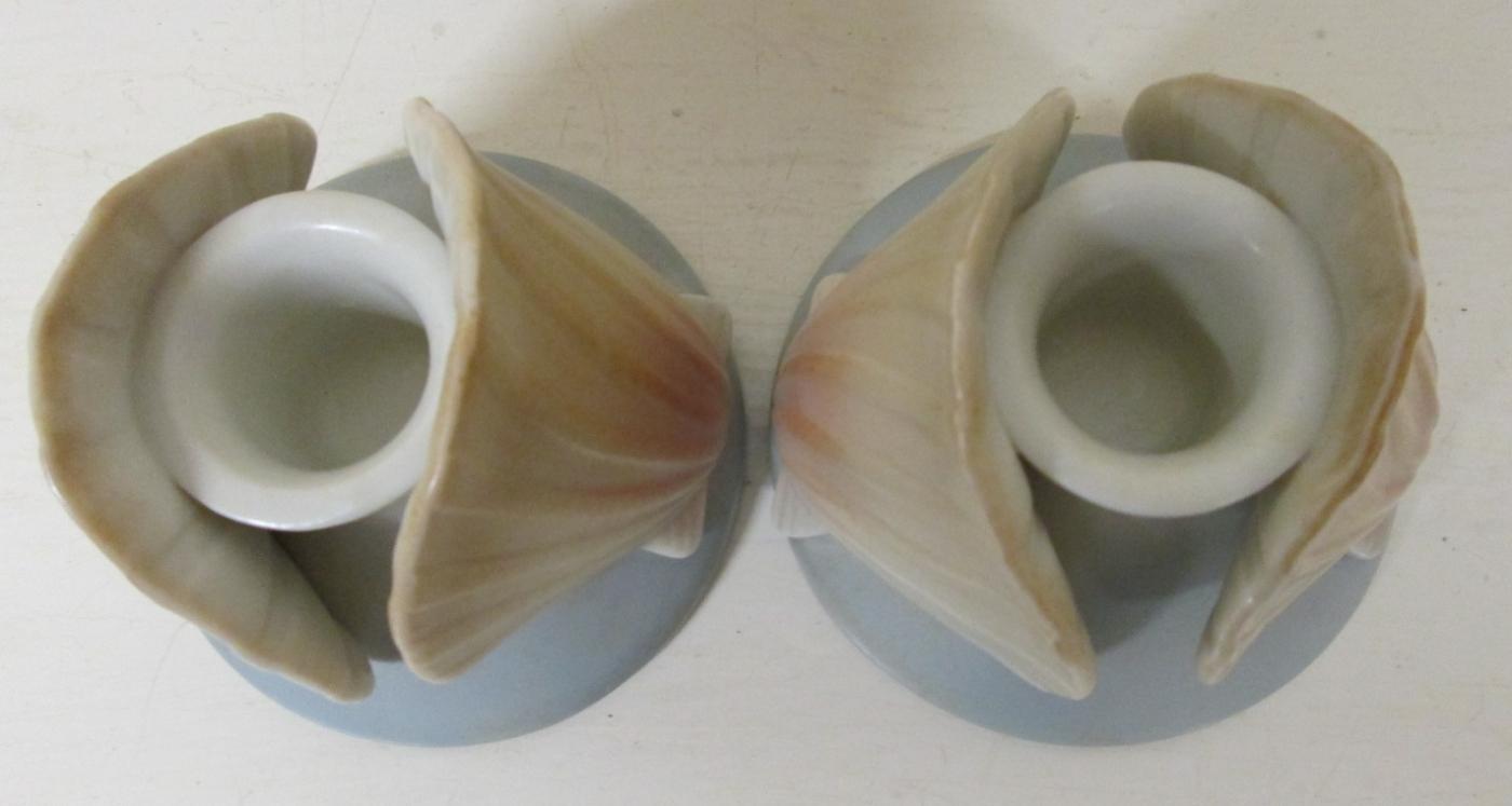 Seashell Candle Stick Holders Pair