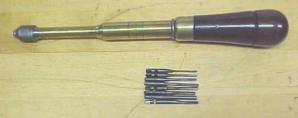 Millers Falls Yankee Push Drill w/8 drill bits Rosewood!