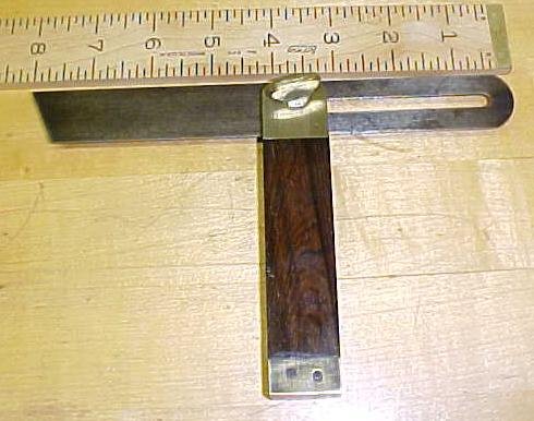 Antique Rosewood Brass T Bevel Gauge 8 Inch