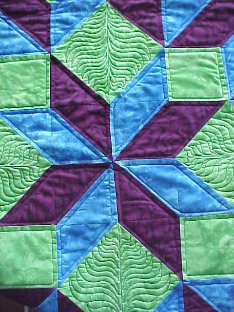 Quilted Wall hanging Lime Blue Maroon Carpenters Wheel 42x44