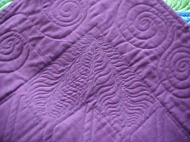 Quilted Wall hanging Lime Blue Maroon Carpenters Wheel 42x44
