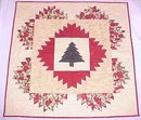 Christmas Tree Quilt Wall Hanging Holly Poinsettias 41x41