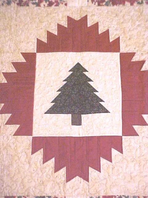 Christmas Tree Quilt Wall Hanging Holly Poinsettias 41x41