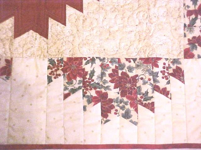 Christmas Tree Quilt Wall Hanging Holly Poinsettias 41x41
