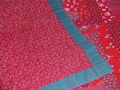 Lap Quilt Red & Blue Vintage Log Cabin Country