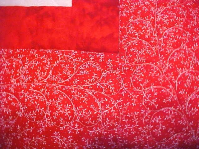 Fan Throw Lap Quilt Wall Hanging Red White 51x67