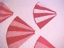 Fan Throw Lap Quilt Wall Hanging Red White 51x67