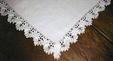 White Linen Tablecloth Embroidery Blue Flowers