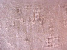 Peach Linen Tablecloth 56 x 75 Vintage