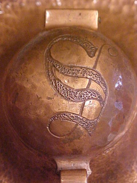 Copper Inkwell Arts and Crafts Era Dble