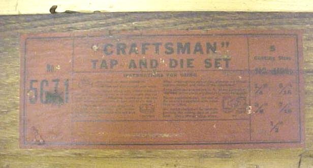 Vintage Craftsman Tap & Die Set w/ Wood Box