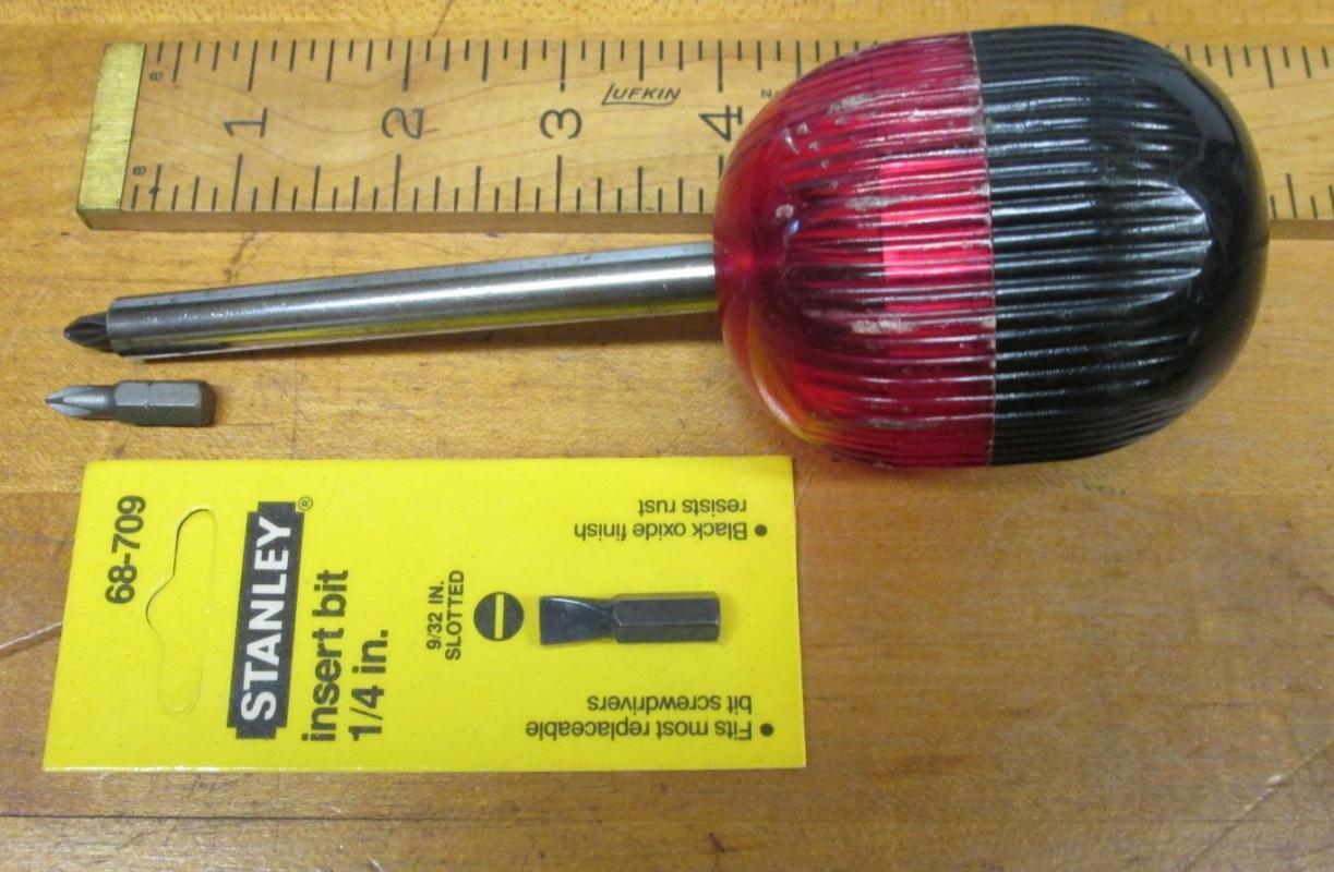 Vintage Ratchet Screwdriver Ball Handle & Hex Tips
