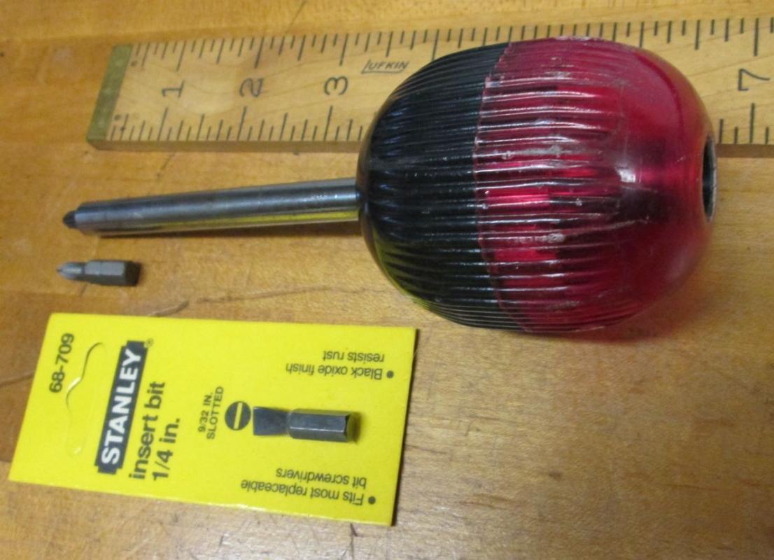 Vintage Ratchet Screwdriver Ball Handle & Hex Tips
