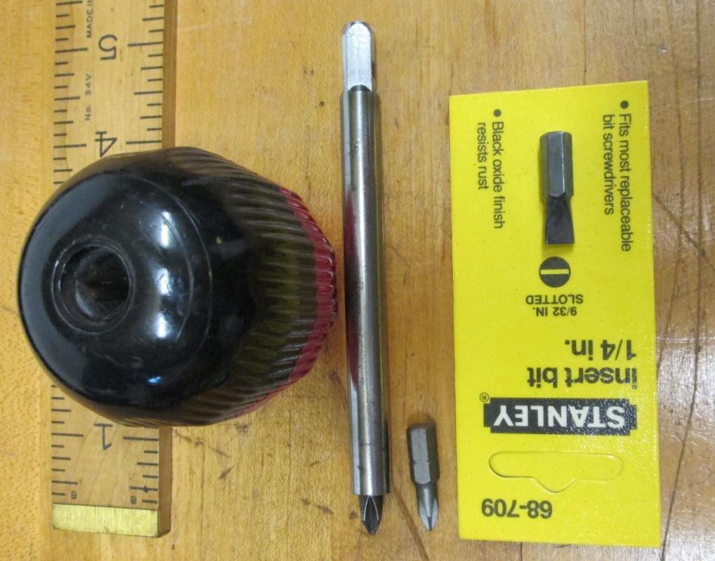 Vintage Ratchet Screwdriver Ball Handle & Hex Tips