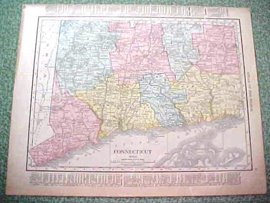 Antique Map Connecticutt New York 1912
