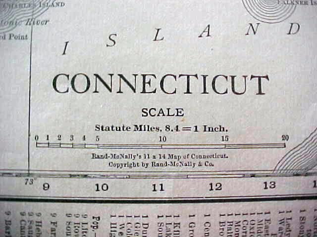 Antique Map Connecticutt New York 1912