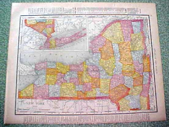 Antique Map Connecticutt New York 1912
