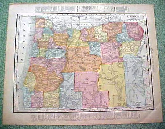 Antique Map Oregon Washington 1912