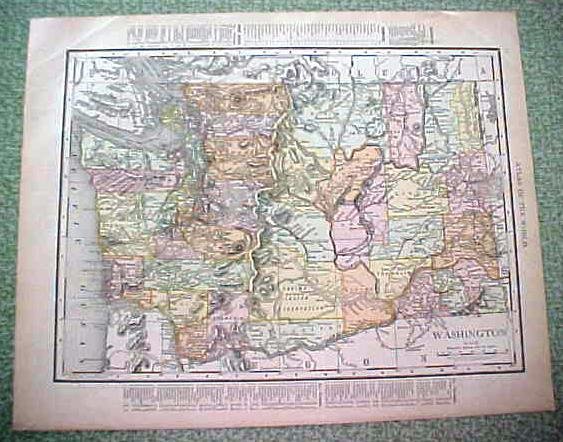 Antique Map Oregon Washington 1912