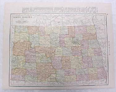 Map North Dakota 1916 Nice Details & Colors