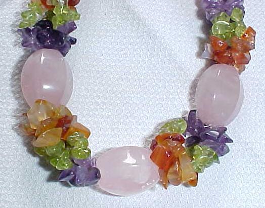 Choker Necklace & Bracelet Amethyst Peridot