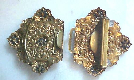 Belt Buckle Victorian Ladies 2 PC Amethyst Ornate