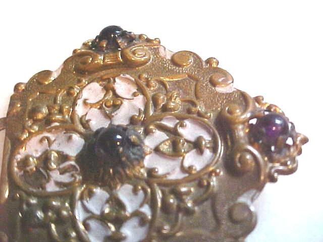 Belt Buckle Victorian Ladies 2 PC Amethyst Ornate