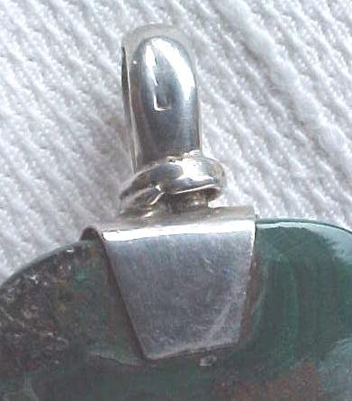 Sterling Silver Malachite Pendant Large Exquisite