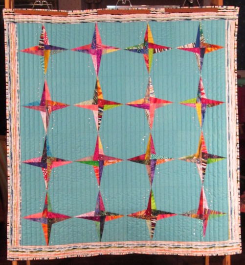 Art Quilt Spinning Stars Abstract Rhinestones