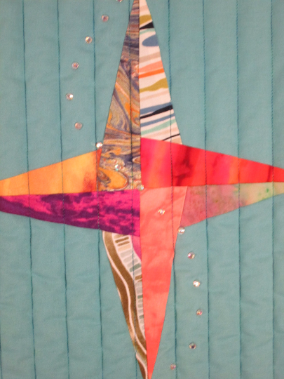 Art Quilt Spinning Stars Abstract Rhinestones