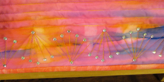 Art Quilt Abstract Martian Sunset Rhinestones