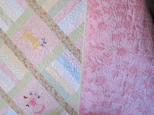 Quilt Embroidery Ladies Pastel Shabby Cottage Chic Queen Size
