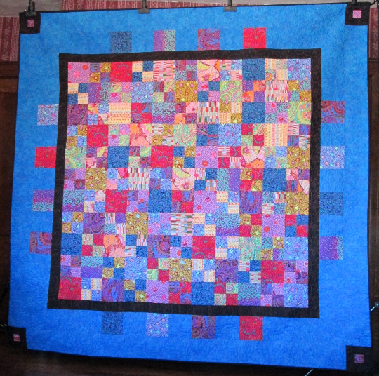 Quilt Patchwork Gypsy Song Full Queen Electric Blue Bright Colors Fassett