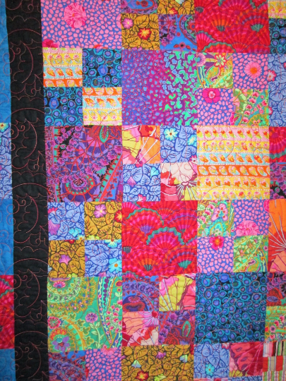 Quilt Patchwork Gypsy Song Full Queen Electric Blue Bright Colors Fassett