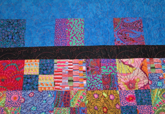 Quilt Patchwork Gypsy Song Full Queen Electric Blue Bright Colors Fassett