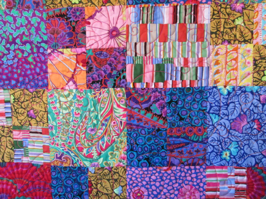 Quilt Patchwork Gypsy Song Full Queen Electric Blue Bright Colors Fassett