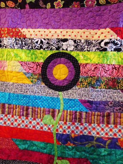 Quilt Scrappy Twin Throw Wall Hanging Posies Bright